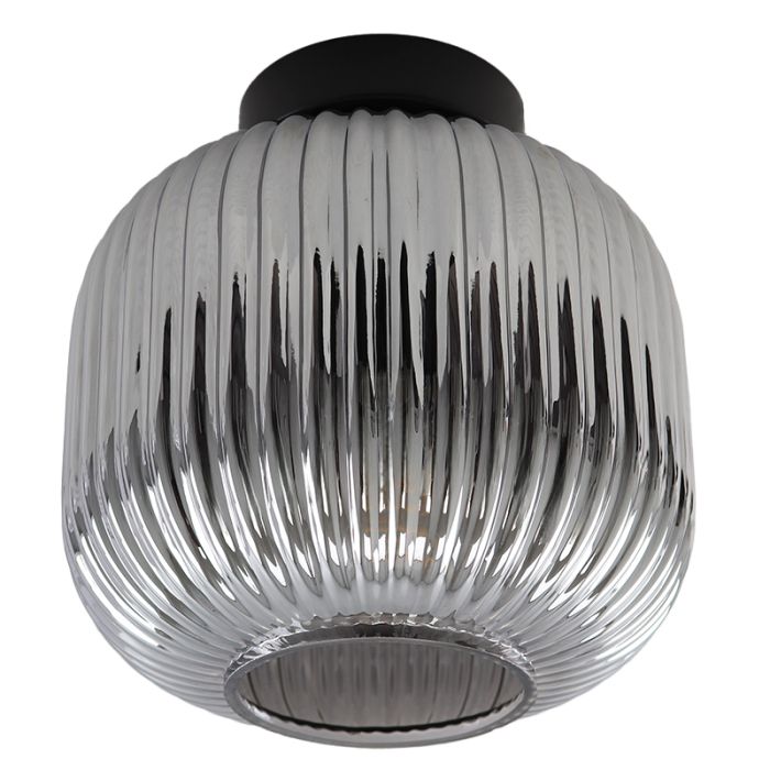 Graue Deckenleuchte Charlois, Glas, retro