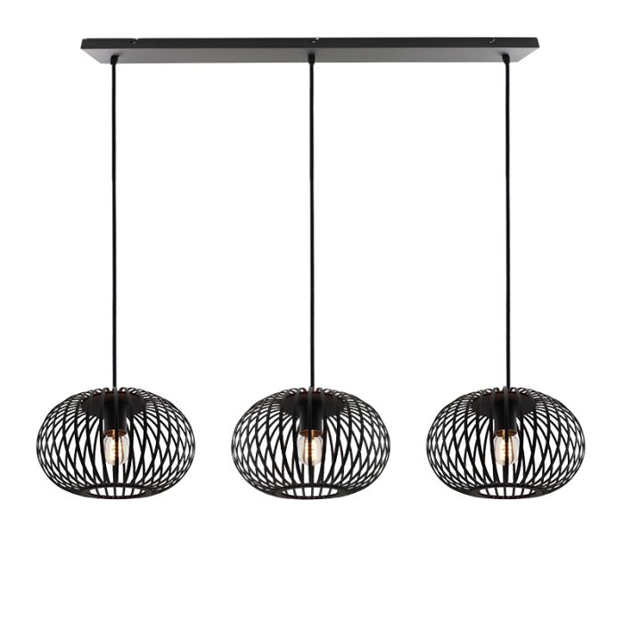 Industrielle Pendelleuchte Lieve, schwarz, Metall