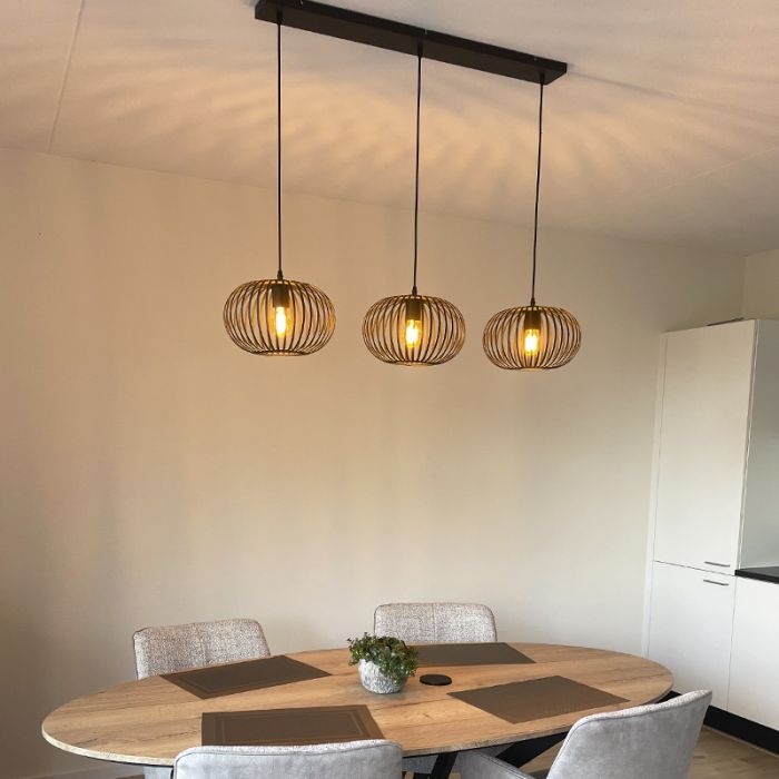 Industrielle Pendelleuchte Lieve, schwarz, Metall