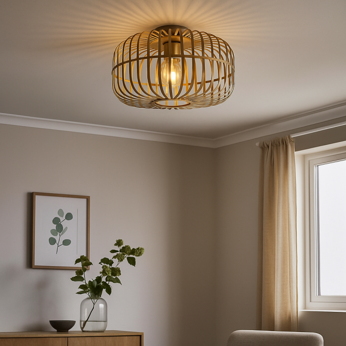 Industrielle Deckenleuchte Gold, Tobi