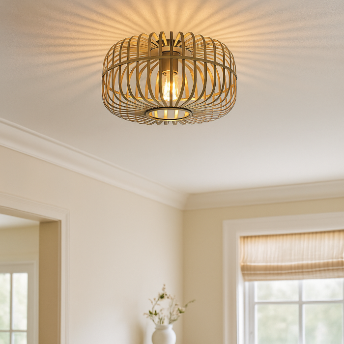 Industrielle Deckenleuchte Gold, Tobi