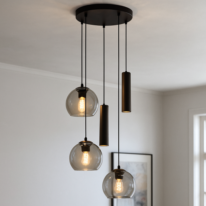 Moderne Pendelleuchte Schwarz, Gianni