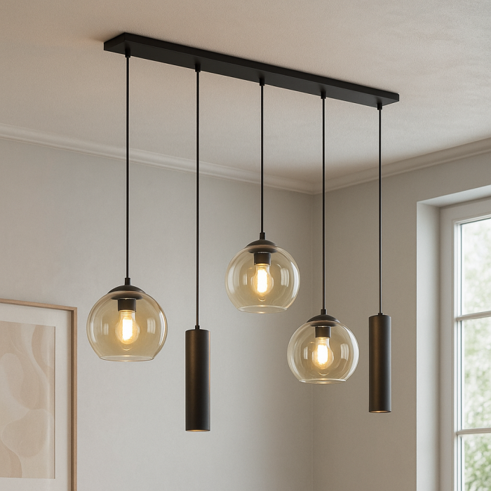 Moderne Pendelleuchte Schwarz, Gianni