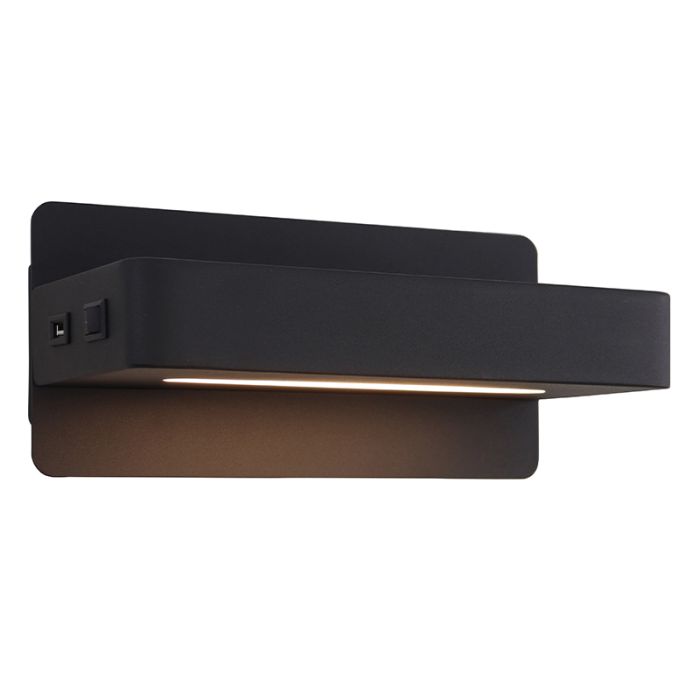 Moderne Wandleuchte Schwarz, Gregor, 10W, 3000K LED, mit Schalter