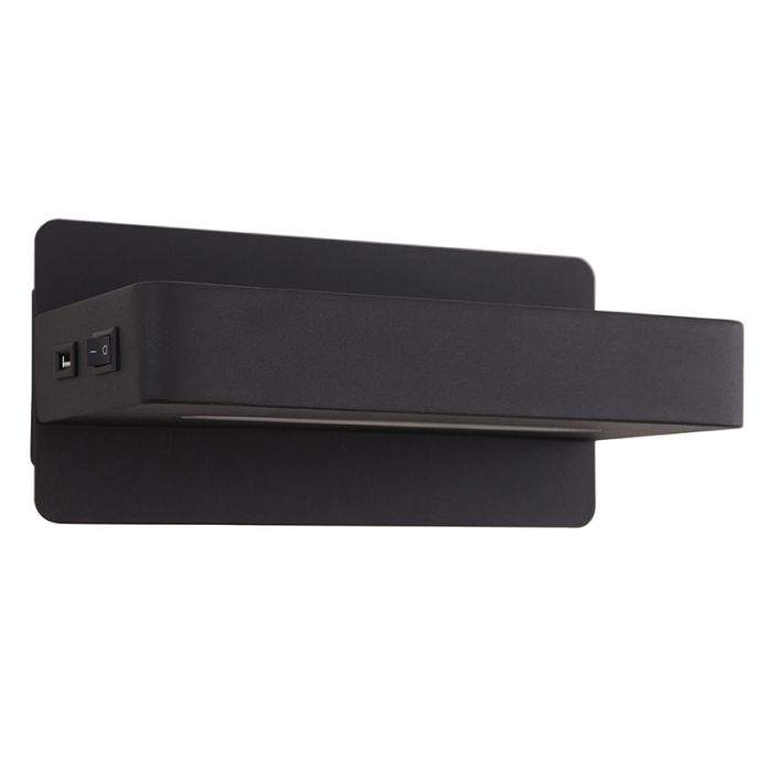 Moderne Wandleuchte Schwarz, Gregor, 10W, 3000K LED, mit Schalter