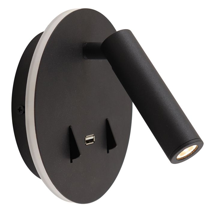 Moderne Wandleuchte Schwarz, Alec, 9W, 3000K LED, mit Schalter