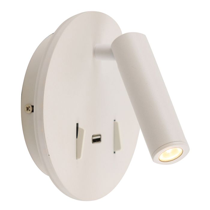 Moderne Wandleuchte Weiß, Alec, 9W, 3000K LED, mit Schalter