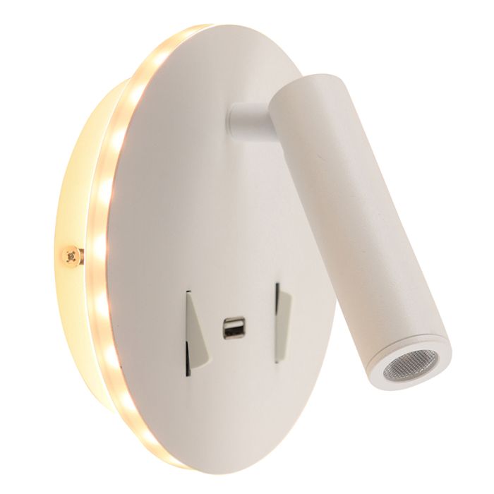 Moderne Wandleuchte Weiß, Alec, 9W, 3000K LED, mit Schalter