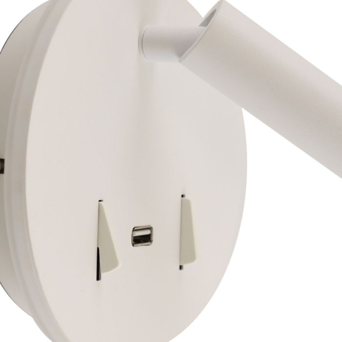 Moderne Wandleuchte Weiß, Alec, 9W, 3000K LED, mit Schalter