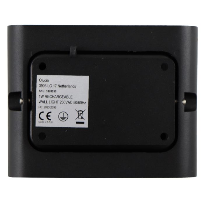 Moderne aufladbare Wandleuchte Schwarz, Rodigo, 1W, 3000K LED, IP44