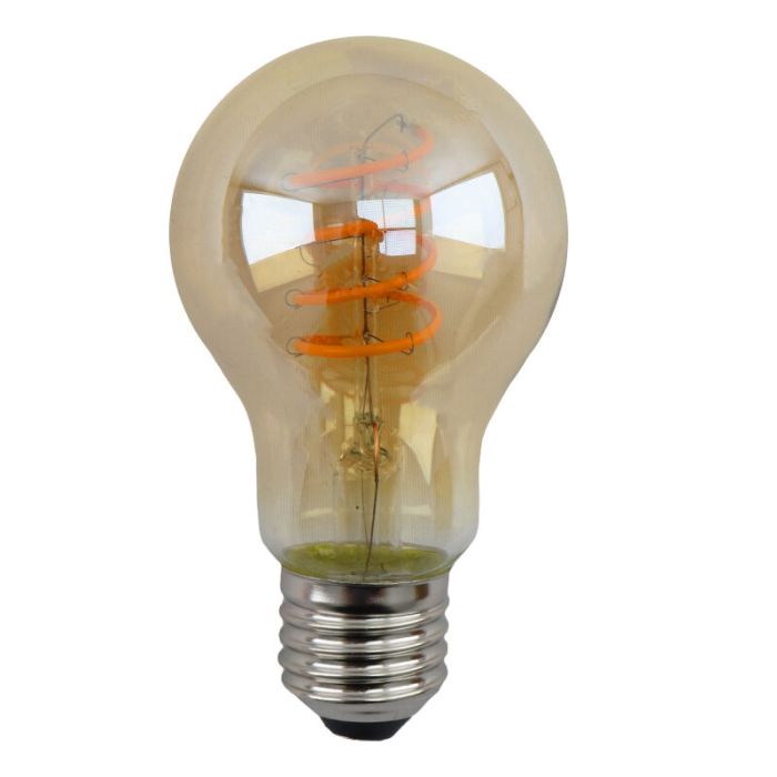 Dimmbare E27 LED Lampe, Tuelo, A60, 4w, Bernstein glas, 2200K