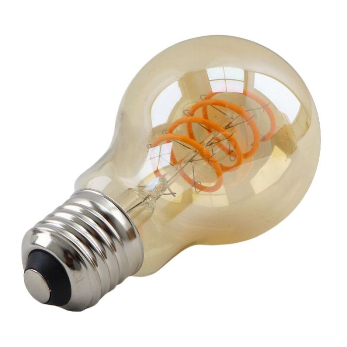Dimmbare E27 LED Lampe, Tuelo, A60, 4w, Bernstein glas, 2200K