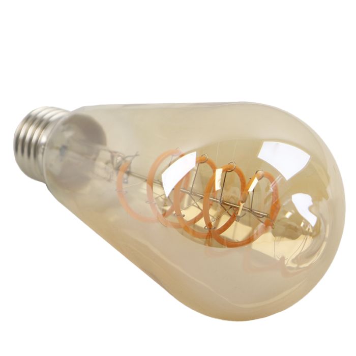 Dimmbare Olucia E27 LED-Edisonlampe Tuelo, Bernstein, 4W, 2200K