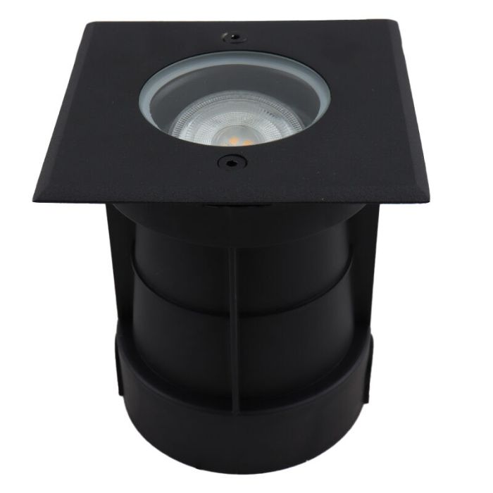 Aluminium Bodeneinbaustrahler außen Schwarz, Catamarca, IP65, schwenkbarer Lichtkegel