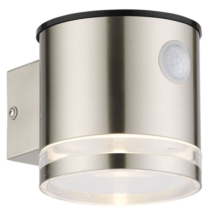 Moderne Solar Außen Wandleuchte Chrom, Tommy, 1W, 2700K LED, IP54