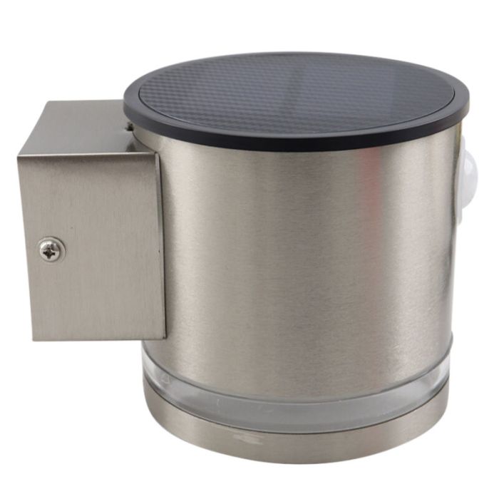 Moderne Solar Außen Wandleuchte Chrom, Tommy, 1W, 2700K LED, IP54
