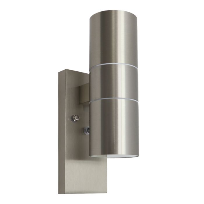 Moderne Außen Wandleuchte mit Dämmerungsmelder Silber, Pedro, IP44