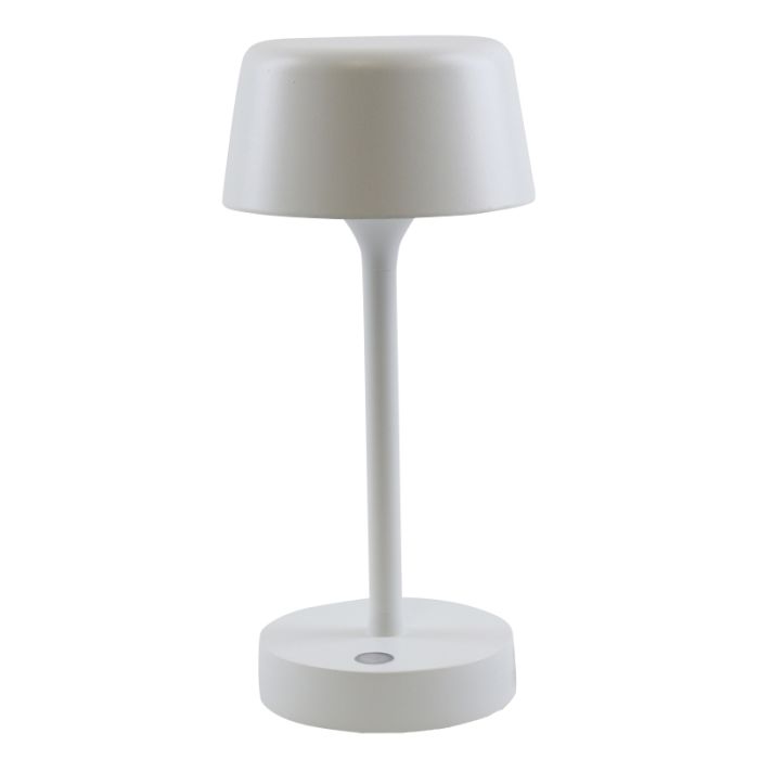 Moderne Außen Tischleuchte Weiß, Emily, 3W, 3000K LED, IP44, 3-stufig dimmbar