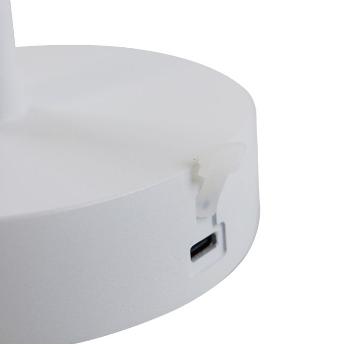 Moderne Außen Tischleuchte Weiß, Emily, 3W, 3000K LED, IP44, 3-stufig dimmbar