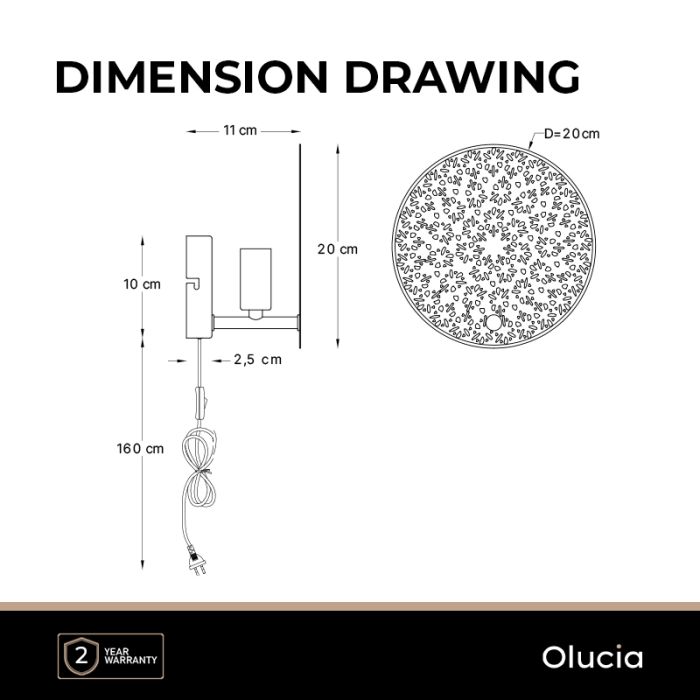 Design Wandleuchte Messing, Sienna