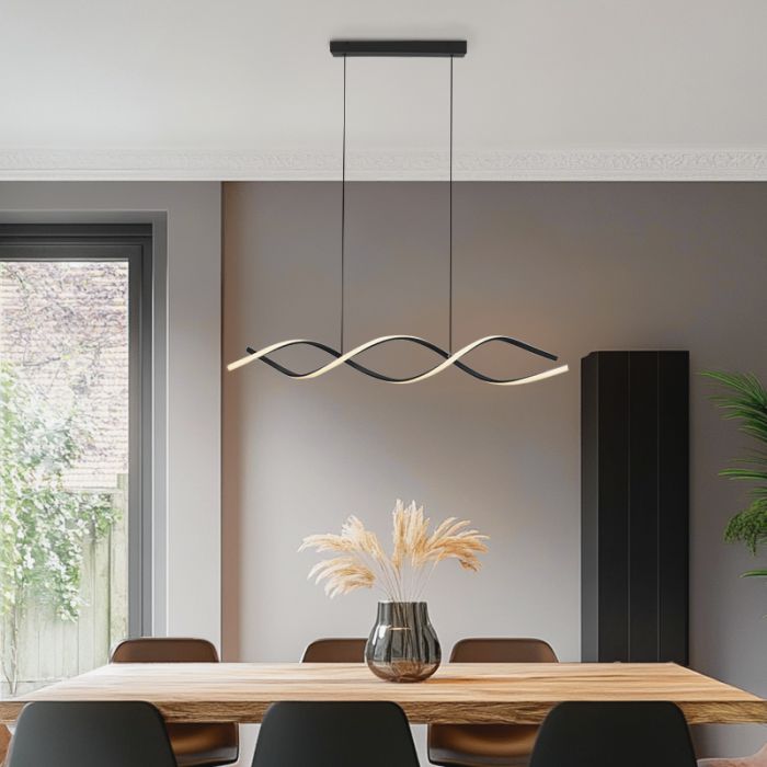 Design Pendelleuchte Schwarz, Kuno, 45W, 3000K LED, 3-stufig dimmbar