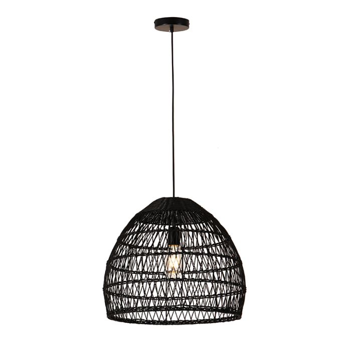 Rattan Pendelleuchte Schwarz, Rosa