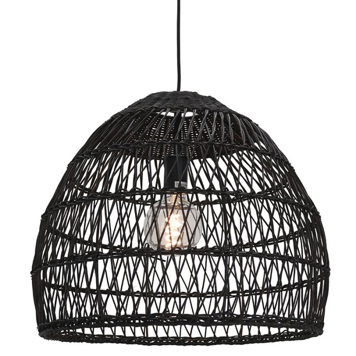 Rattan Pendelleuchte Schwarz, Rosa