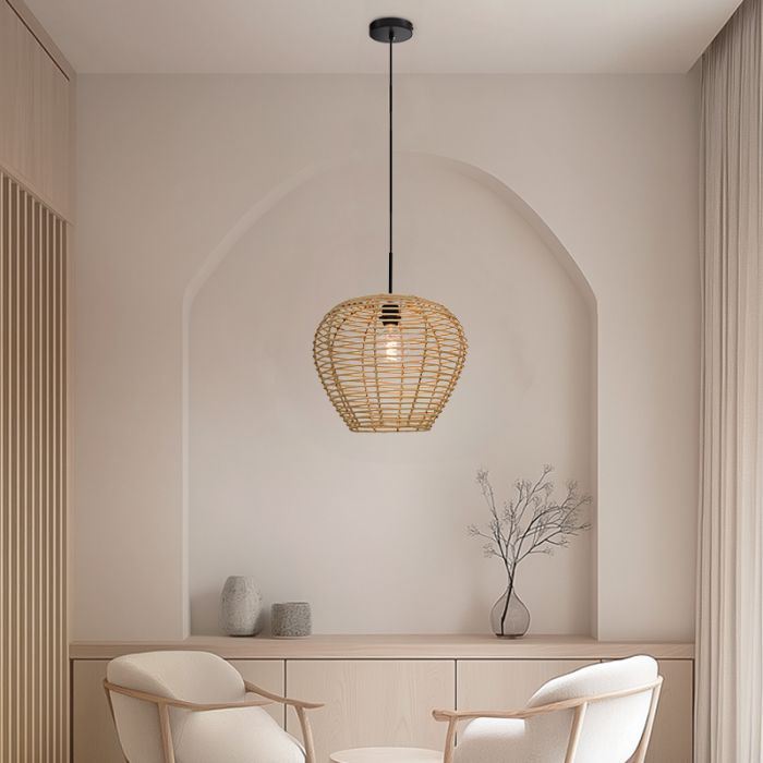 Rattan Pendelleuchte Braun, Irene