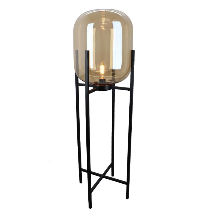 Retro Stehlampe Bernstein, Roxy, mit Schalter