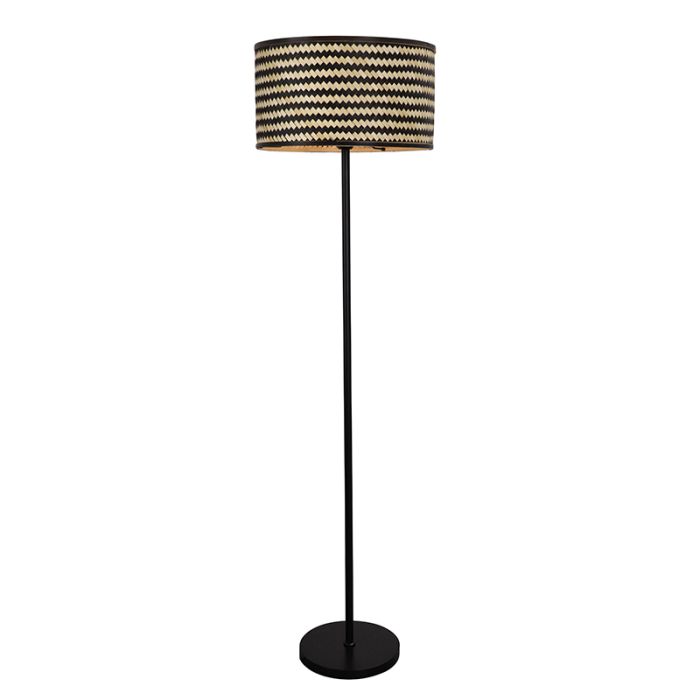 Bambus Stehlampe Schwarz, Jildau, mit Schalter