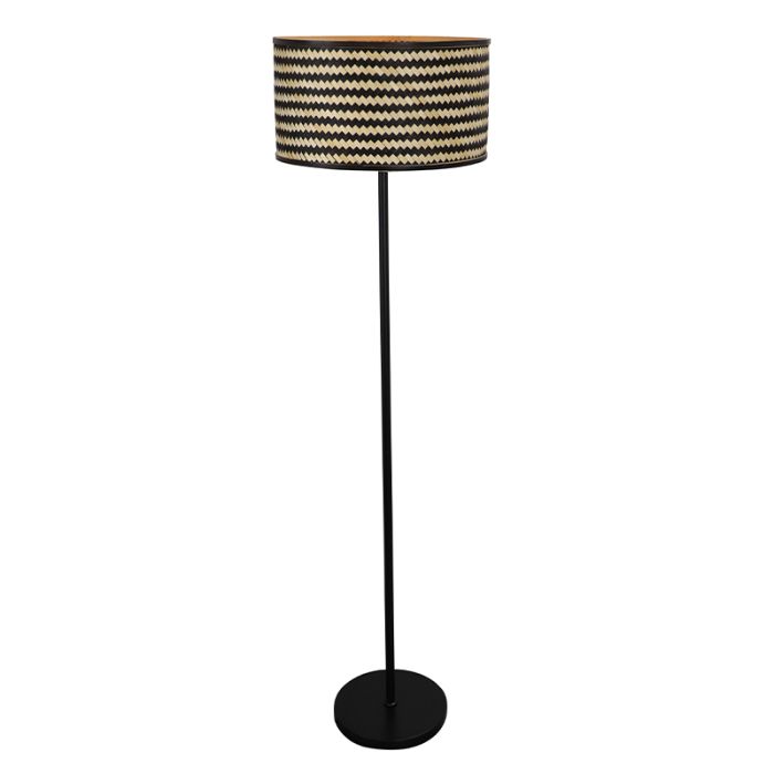 Bambus Stehlampe Schwarz, Jildau, mit Schalter