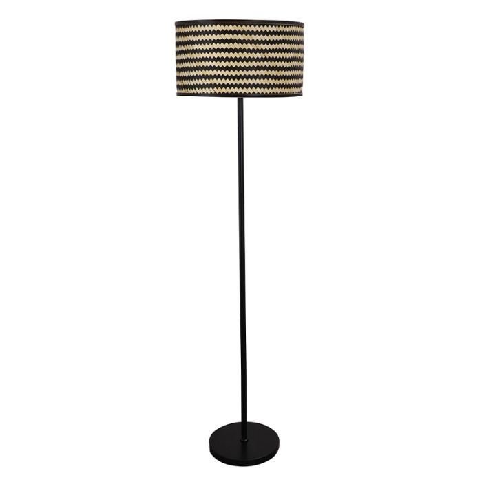 Bambus Stehlampe Schwarz, Jildau, mit Schalter
