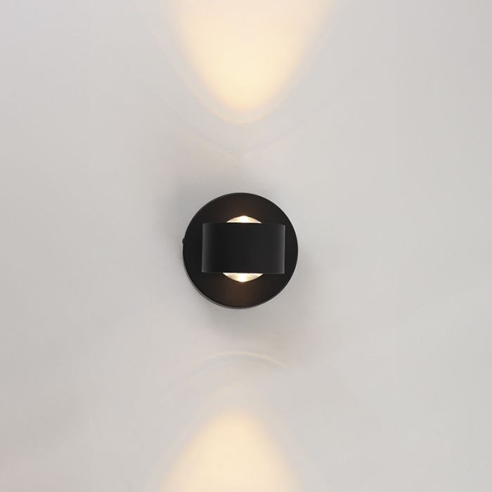 Moderne Up down Wandleuchte Schwarz, Izzet, 6W, 3000K LED