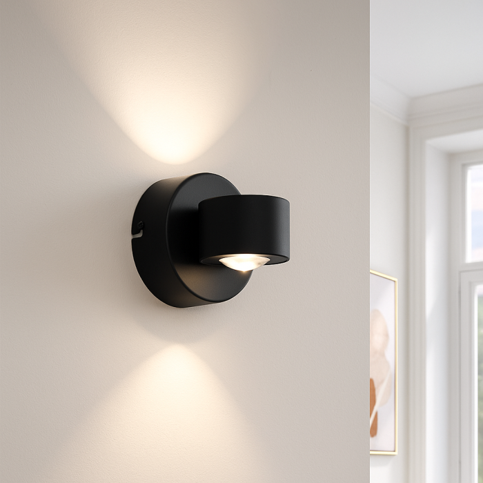 Moderne Up down Wandleuchte Schwarz, Izzet, 6W, 3000K LED