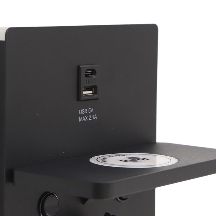Moderne Wandleuchte Schwarz, Isabella, 3W, 3000K LED, mit Schalter