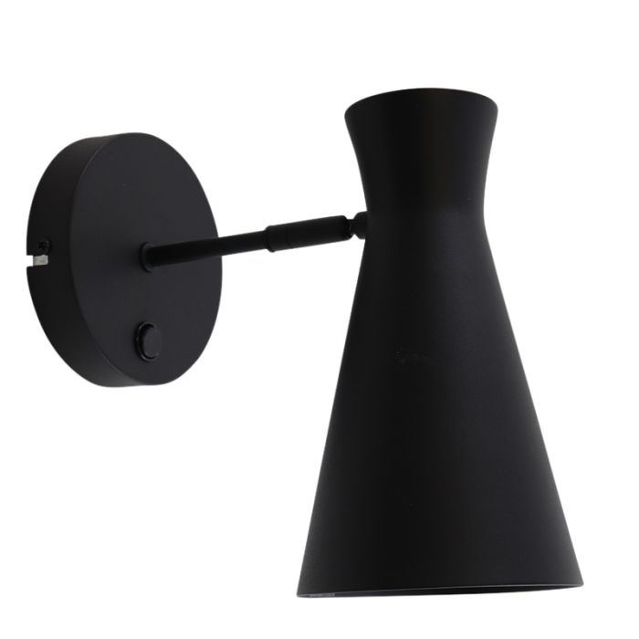 Moderne Wandleuchte Schwarz, Steve, mit Schalter