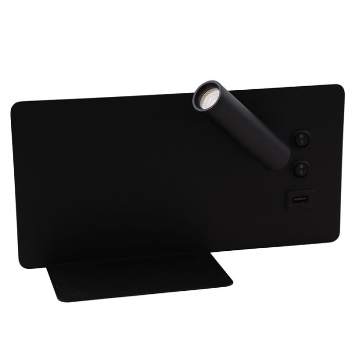 Moderne Wandleuchte Schwarz, Stanley, 10W, 4000K LED, mit Schalter