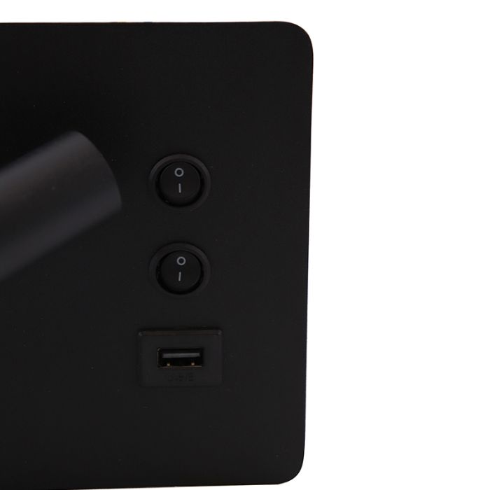Moderne Wandleuchte Schwarz, Stanley, 10W, 4000K LED, mit Schalter