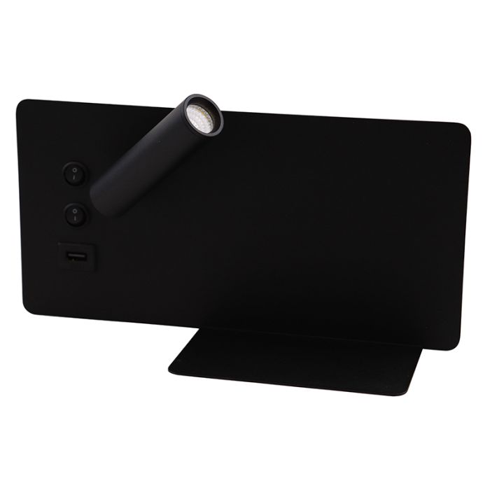 Moderne Wandleuchte Schwarz, Stanley, 10W, 4000K LED, mit Schalter