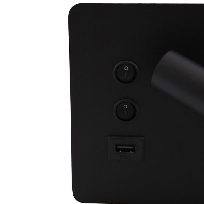 Moderne Wandleuchte Schwarz, Stanley, 10W, 4000K LED, mit Schalter