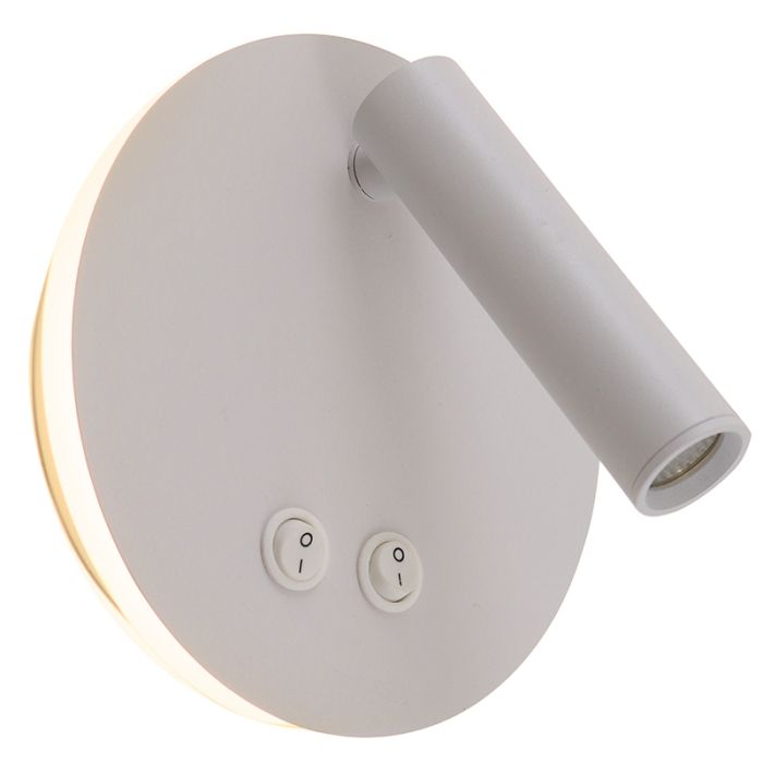 Moderne Wandleuchte Weiß, Robbie, 10W, 4000K LED, mit Schalter