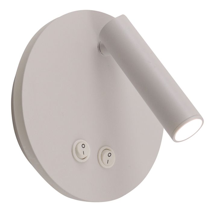 Moderne Wandleuchte Weiß, Robbie, 10W, 4000K LED, mit Schalter