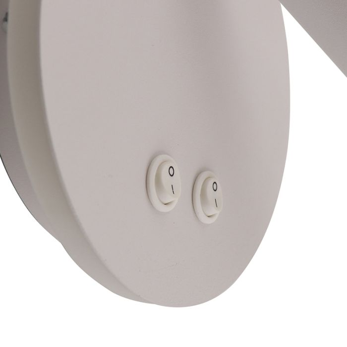 Moderne Wandleuchte Weiß, Robbie, 10W, 4000K LED, mit Schalter