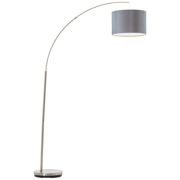 Stoff Bogenlampe Grau, Merinde, mit Schalter