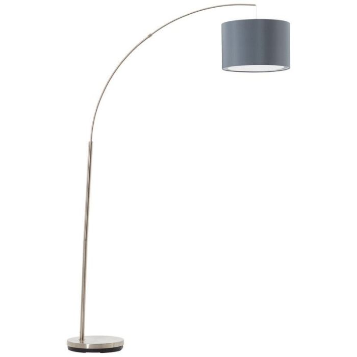 Stoff Bogenlampe Grau, Merinde, mit Schalter