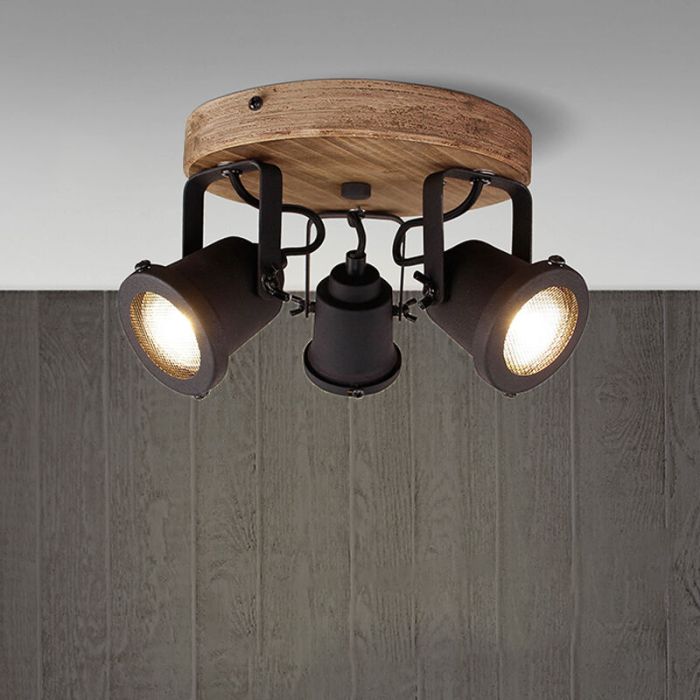 Holz Deckenstrahler Braun, Jantina