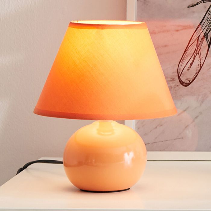 Keramik Tischleuchte Orange, Pilar, mit Schalter