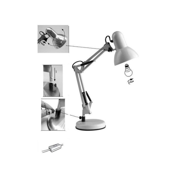 Industrielle Schreibtischlampe Schwarz, Naline, mit Schalter