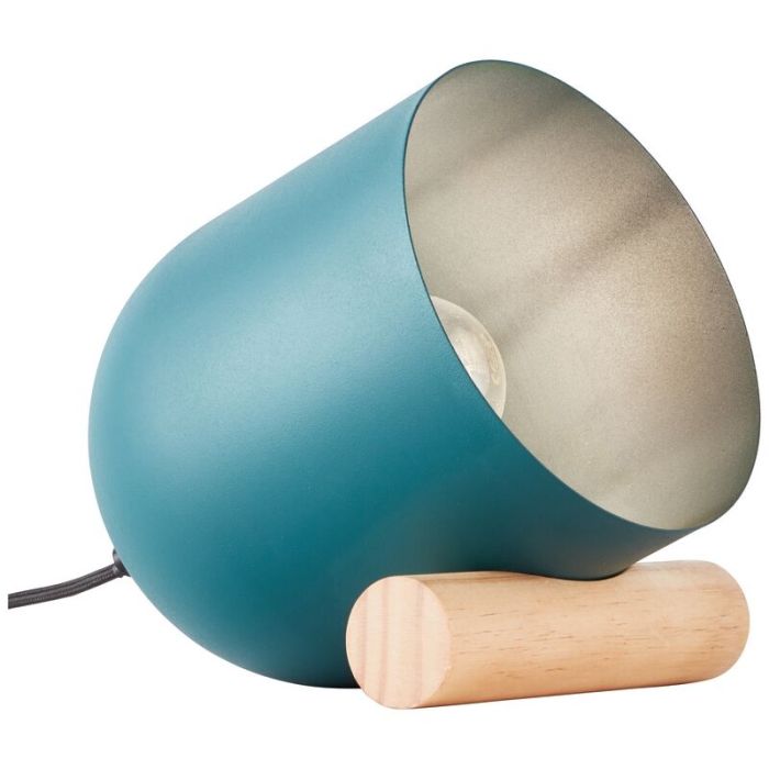 Holz Tischleuchte Blau, Riaz, mit Schalter