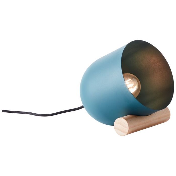 Holz Tischleuchte Blau, Riaz, mit Schalter